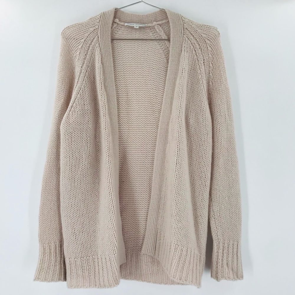 White + Warren Cream Open-Front Cardigan